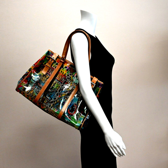 Prada Tote Bag Multicolor PVC Venezia Leather Strap - Picture 5 of 12